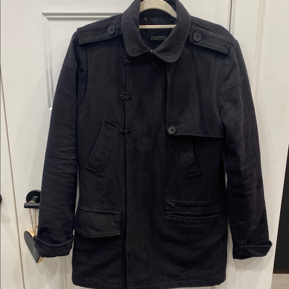 Commune Men’s Black Military Style Peacoat medium